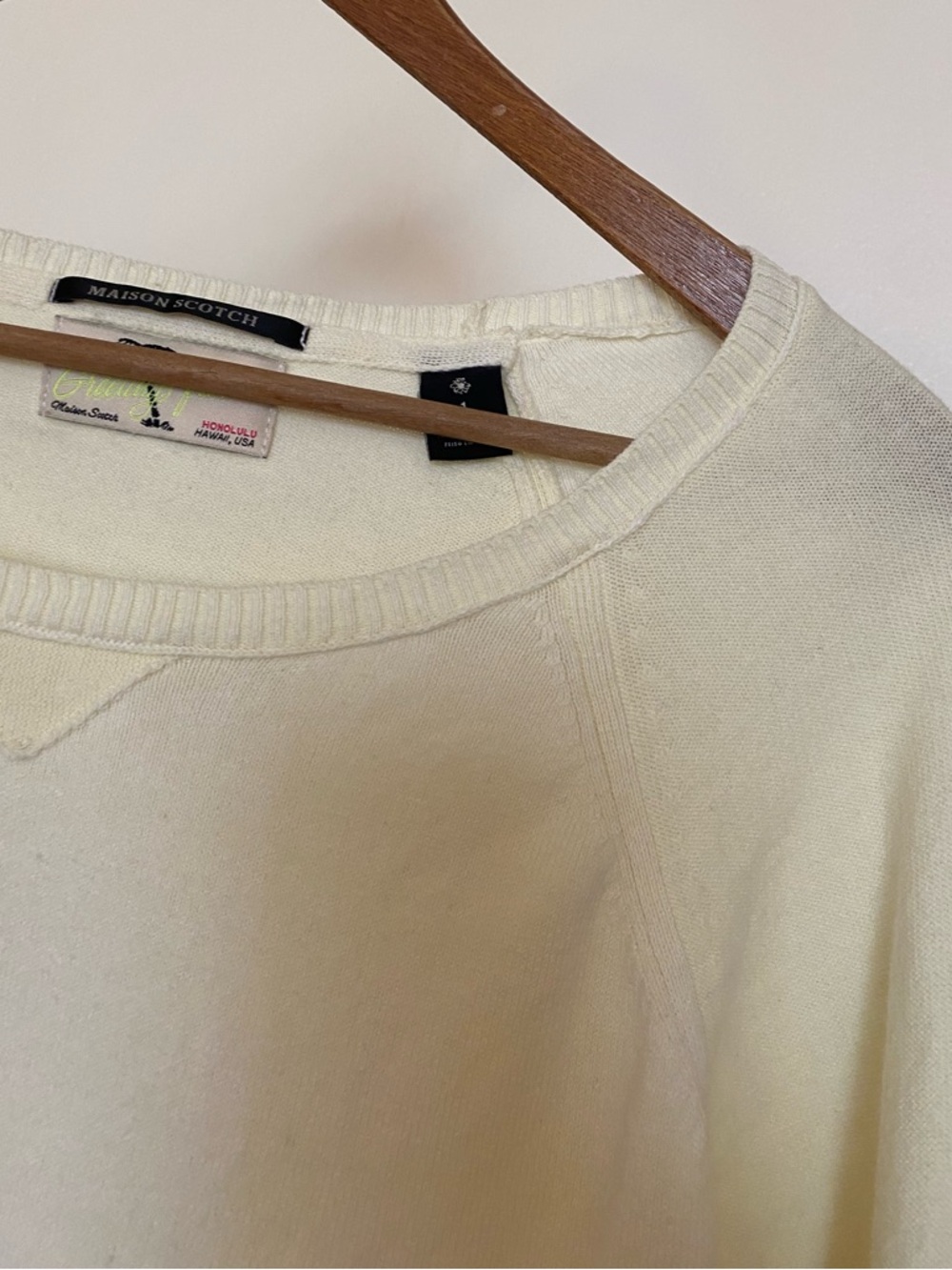 MAISON SCOTCH Linen-CottonBlend Sweater in Light Yellow - S